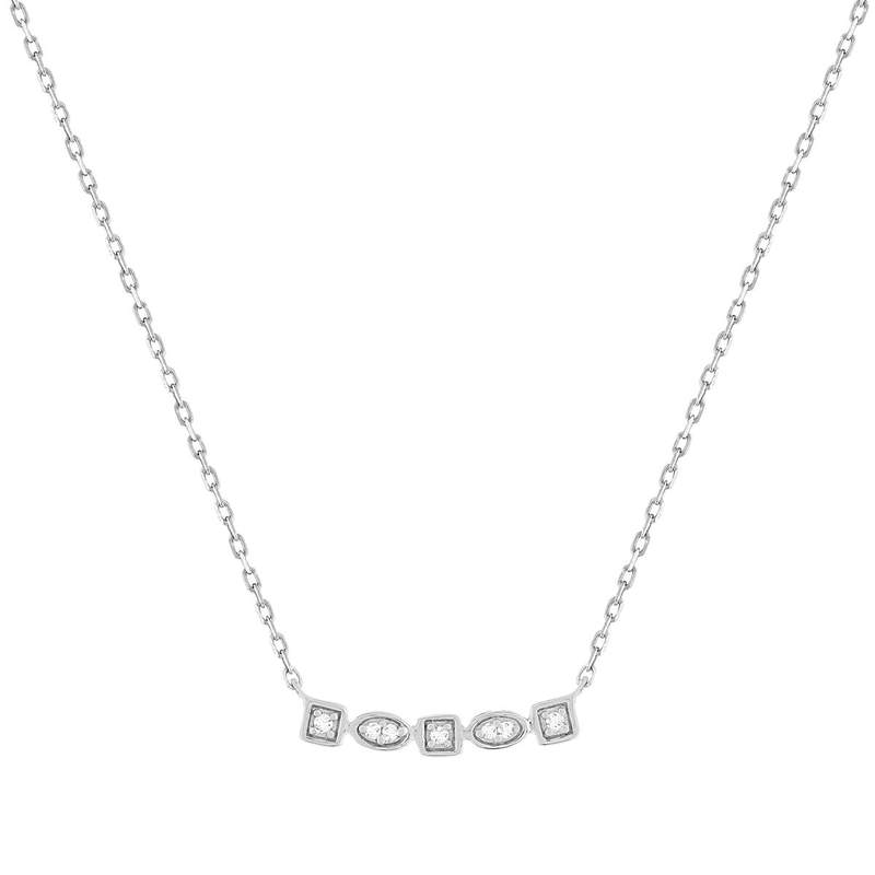 Collier or 375 blanc diamants, motif étoile 45 cm - vue 1