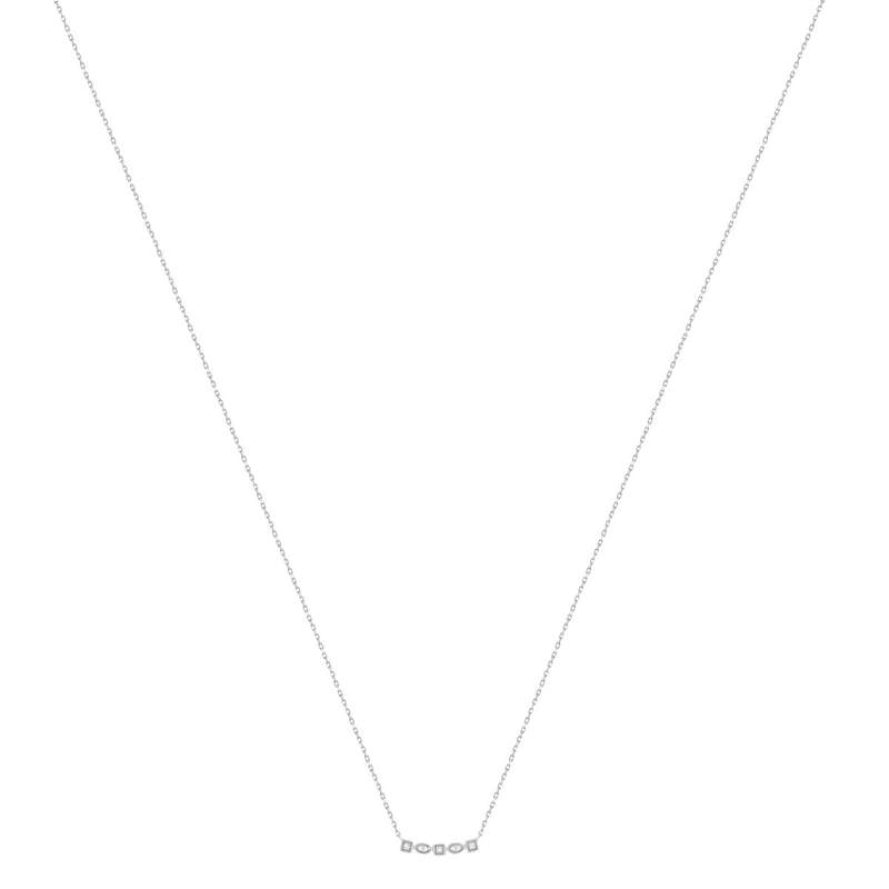 Collier or 375 blanc diamants, motif étoile 45 cm - vue 2