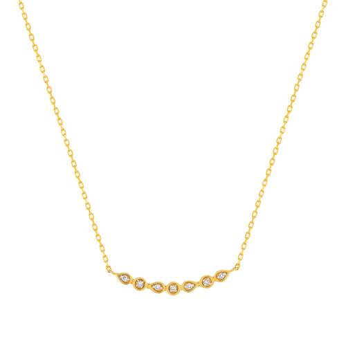 Gouden collier 375, 2 diamanten, 45 cm