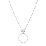 Collier or 375 blanc diamants, motif étoile 45 cm - vue 1