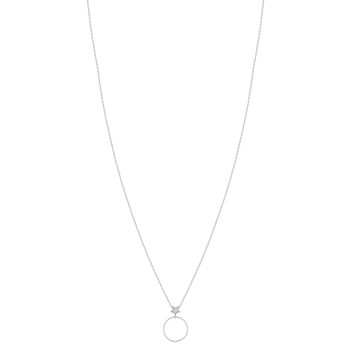 Collier or 375 blanc diamants, motif étoile 45 cm