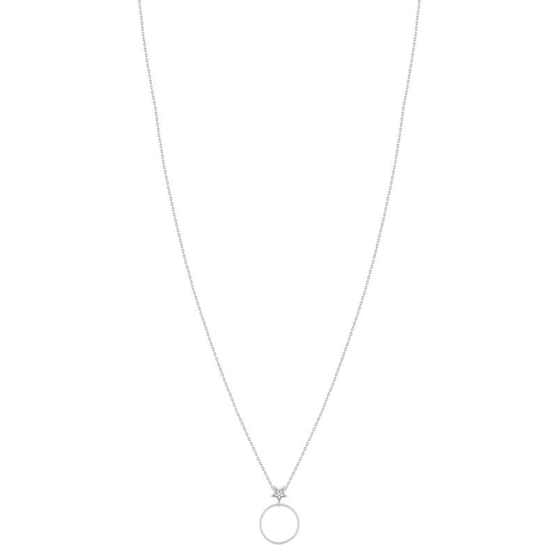 Collier or 375 blanc diamants, motif étoile 45 cm - vue 2