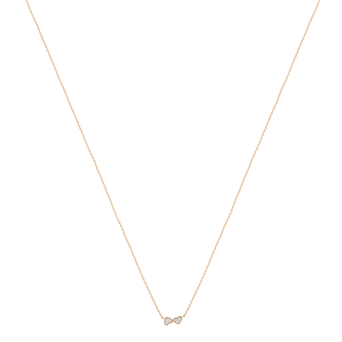 Collier or 375 rose diamants, motif coeur 45 cm - vue 2