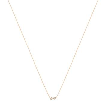 Collier or 375 rose diamants, motif coeur 45 cm