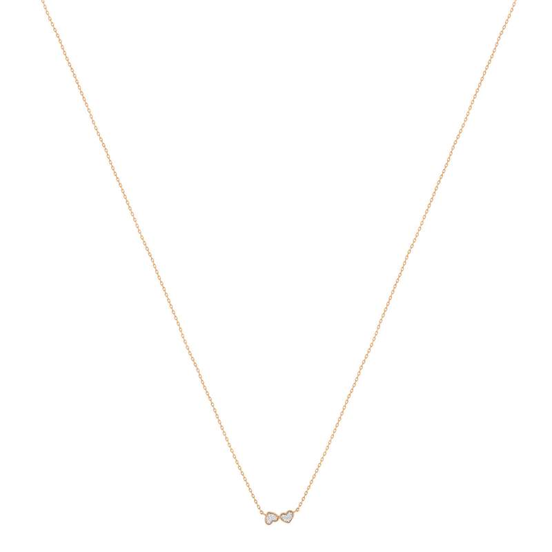 Collier or 375 rose diamants, motif coeur 45 cm - vue 2