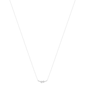 Collier or 375 blanc diamants, motif étoile et lune 45 cm