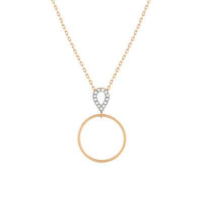 Collier or 375 rose diamants, 45 cm - vue 1