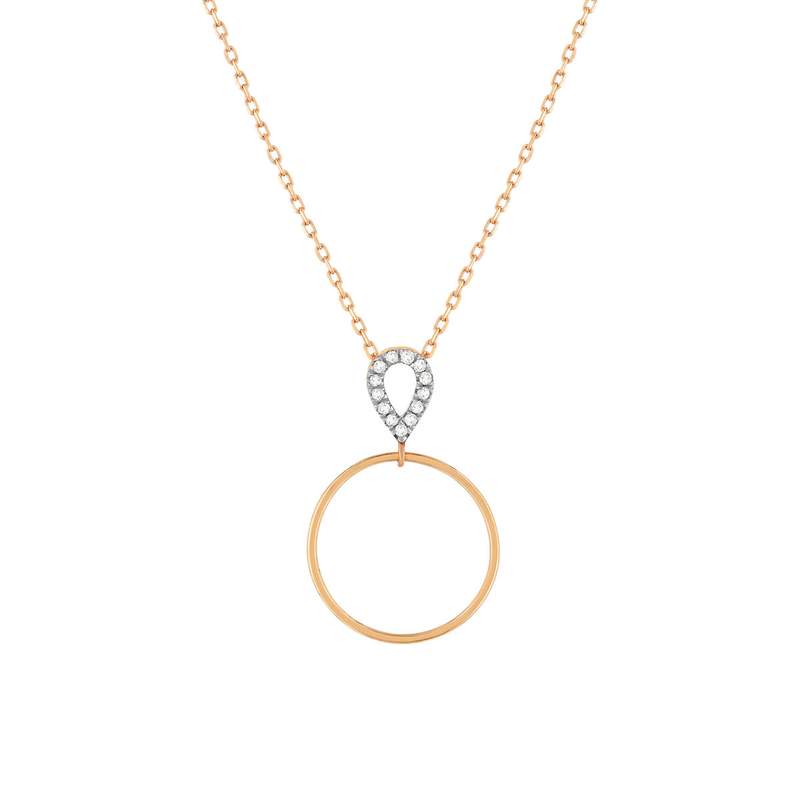 Collier or 375 rose diamants, 45 cm - vue 1