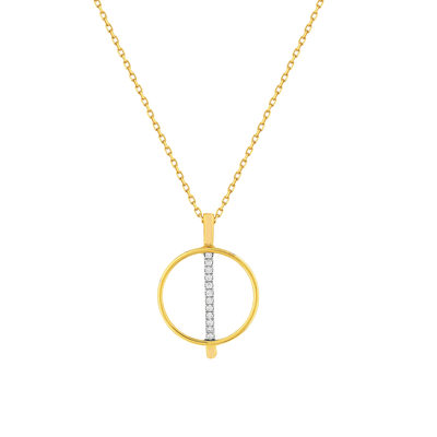 Collier or 375 2 tons diamants, 45 cm - vue 1