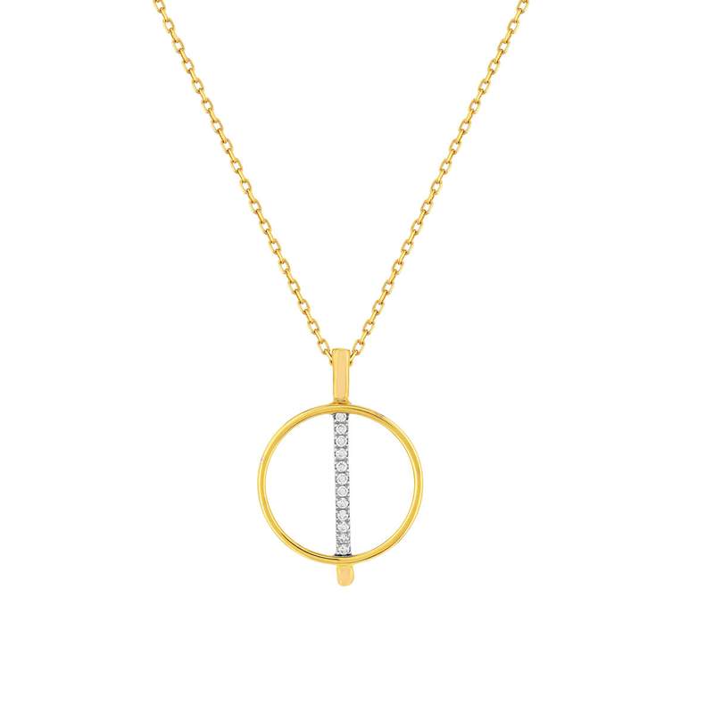 Collier or 375 2 tons diamants, 45 cm - vue 1