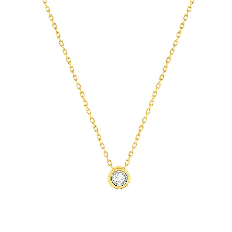 Collier or 375 2 tons diamants, 45 cm - vue 1