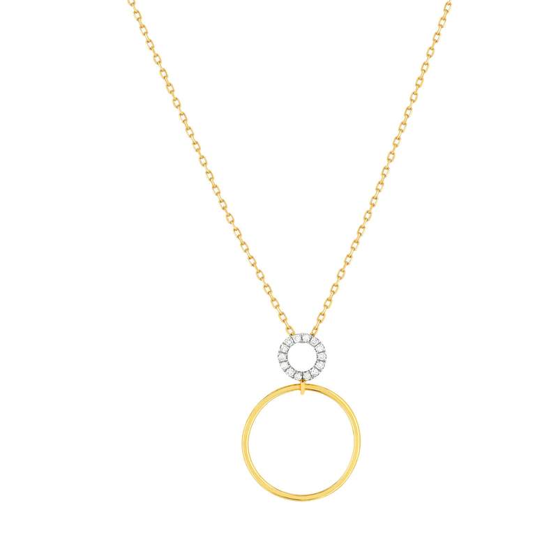 Collier or 375 2 tons diamants, 45 cm - vue 1