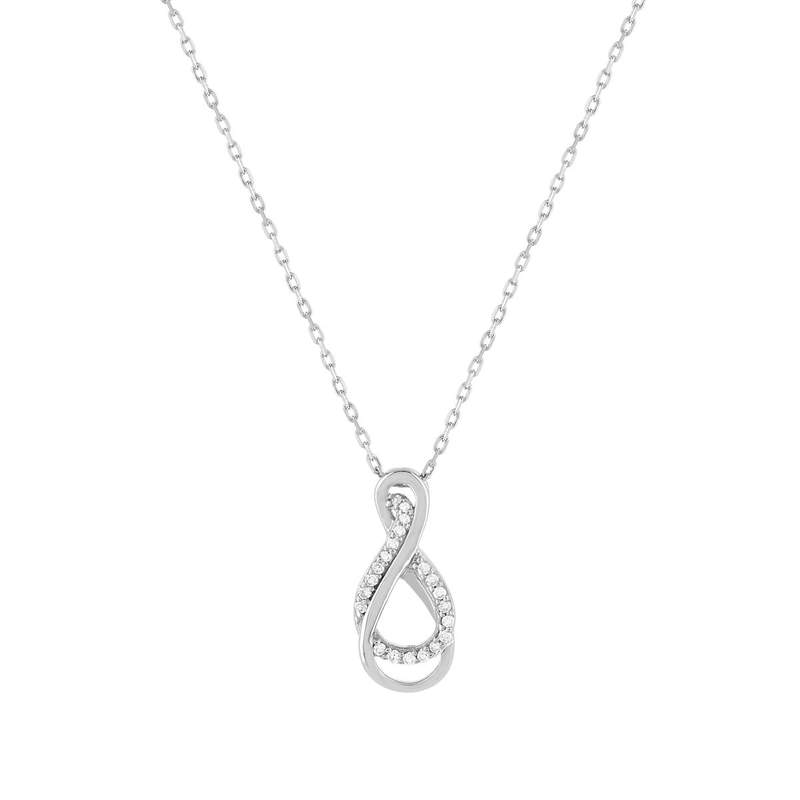 Collier or 375 blanc diamants, 45 cm - vue 1