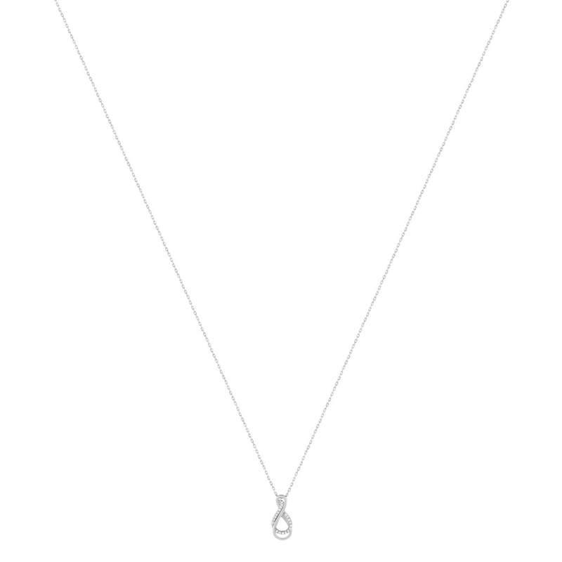 Collier or 375 blanc diamants, 45 cm - vue 2