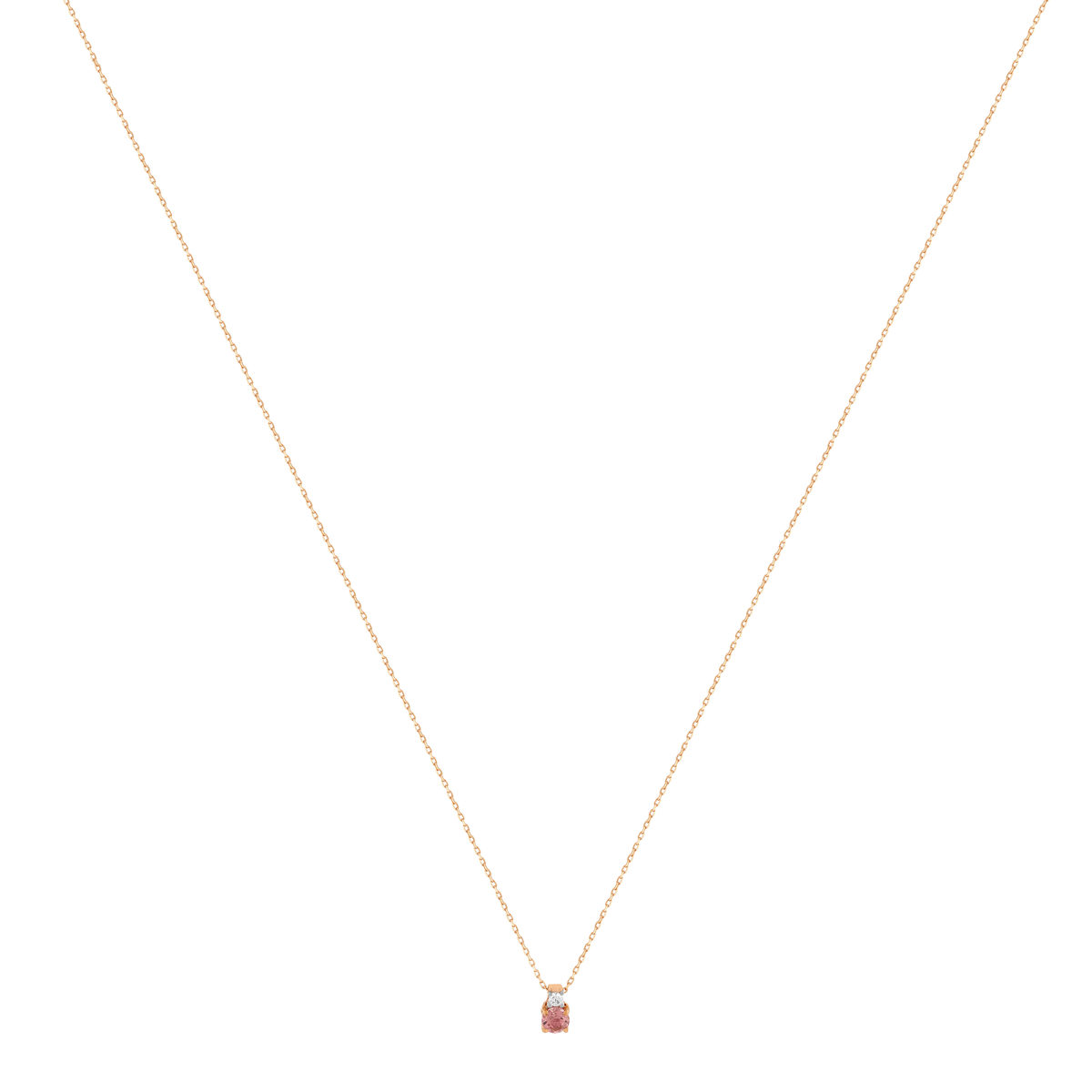 Collier or 375 rose tourmaline zirconia, 45 cm - vue 2