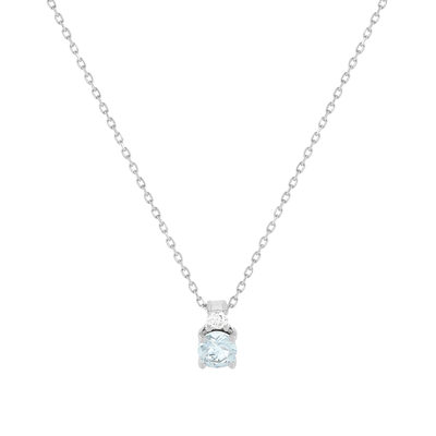 Collier or 375 blanc aigue-marine zirconia, 45 cm - vue 1