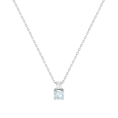 Collier or 375 blanc aigue-marine zirconia, 45 cm