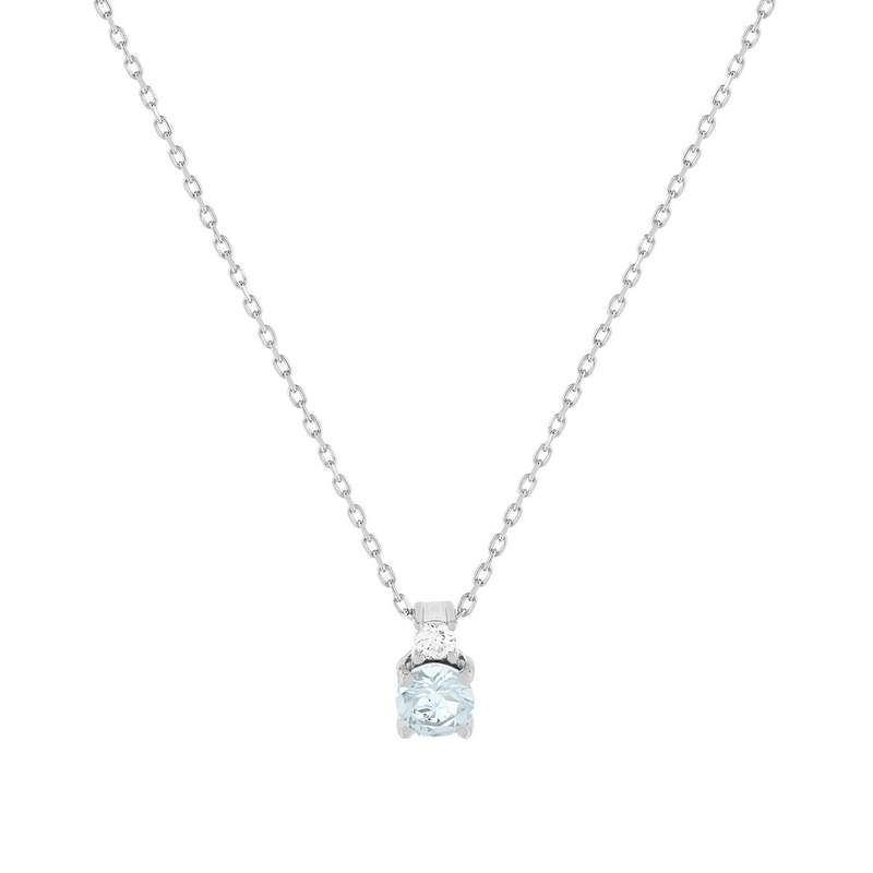 Collier or 375 blanc aigue-marine zirconia, 45 cm - vue 1