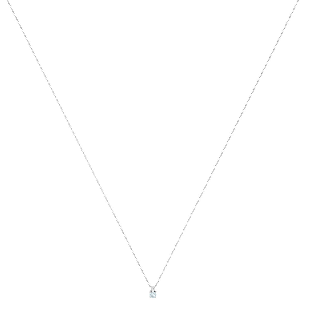 Collier or 375 blanc aigue-marine zirconia, 45 cm - vue 2
