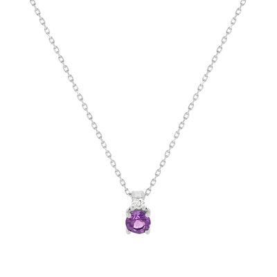 Collier or 375 blanc améthyste zirconia, 45 cm - vue 1