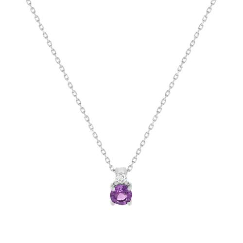 Collier or 375 blanc améthyste zirconia, 45 cm