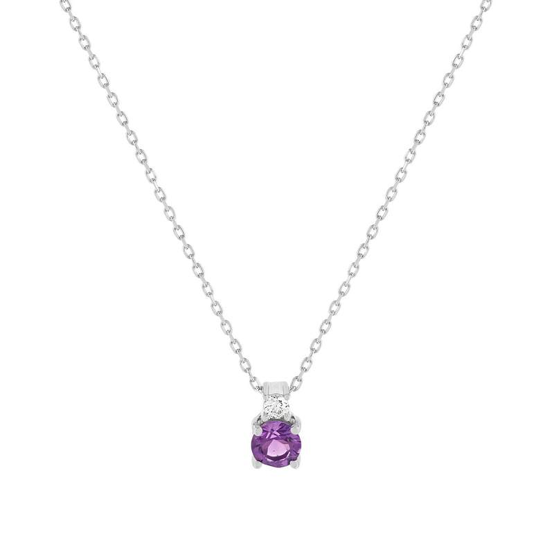 Collier or 375 blanc améthyste zirconia, 45 cm - vue 1