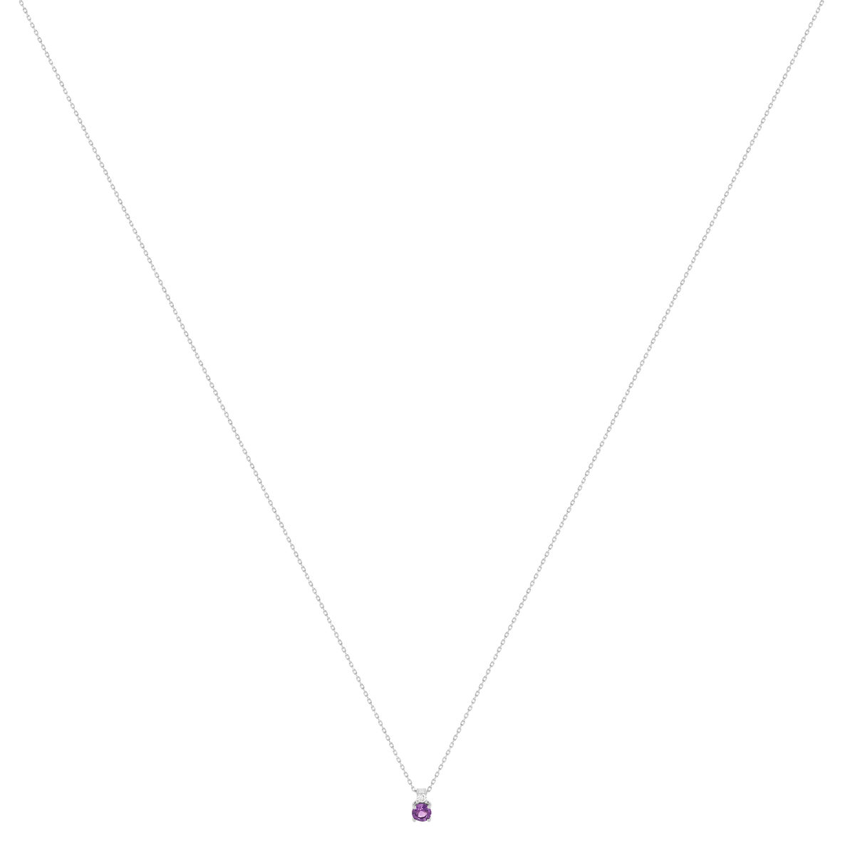 Collier or 375 blanc améthyste zirconia, 45 cm - vue 2