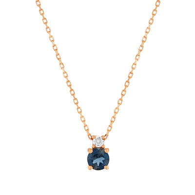 Collier or 375 rose topaze traitée zirconia, 45 cm - vue 1