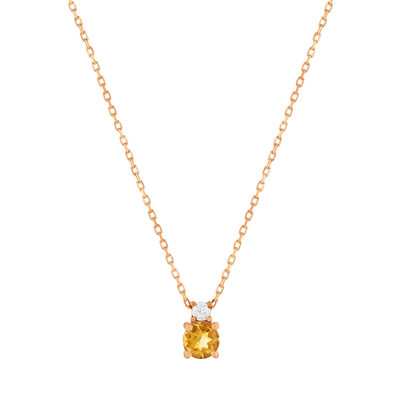 Ketting van 375 goud met roze citrien en zirkonia, 45 cm - afbeelding 1