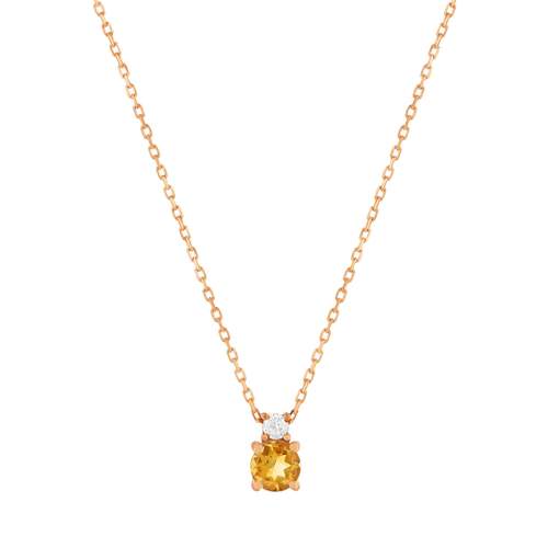 Collier or 375 rose citrine zirconia, 45 cm