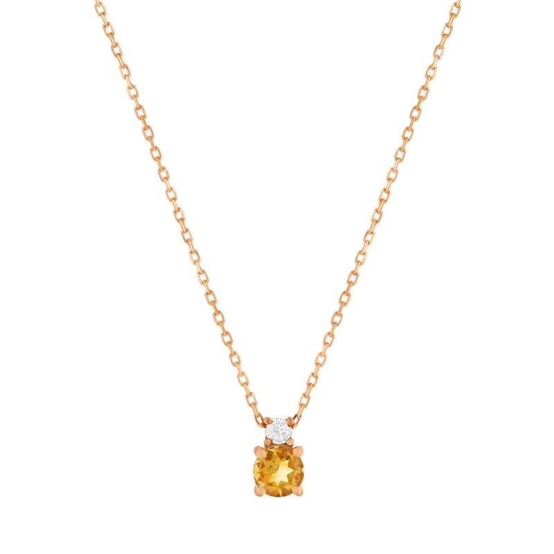 Collier or 375 rose citrine zirconia, 45 cm - vue 1