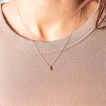 Gouden collier 375 roze citrien zirkonia, 45 cm - gedragen 1