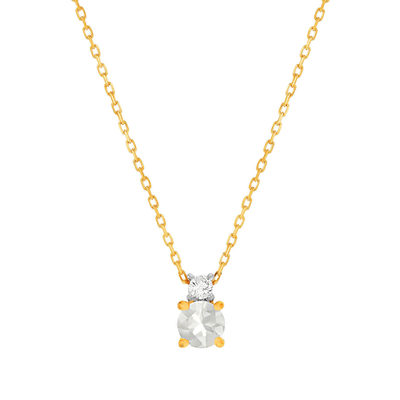 Collier or 375 jaune pierre de lune zirconia 45 cm