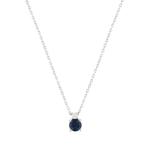 Gouden collier 375 witte saffier zirkonia, 45 cm