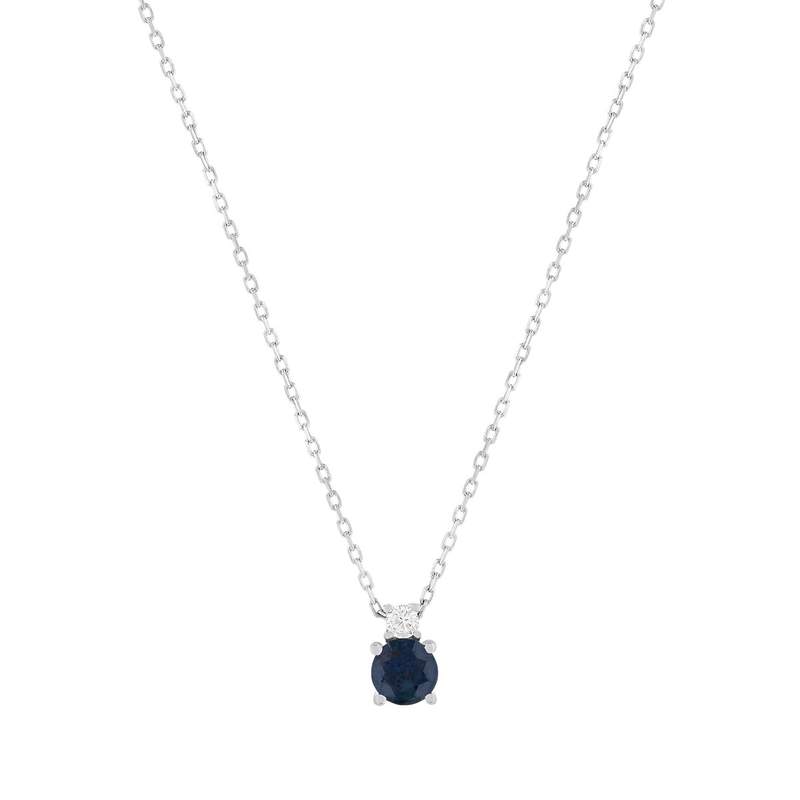 Collier or 375 blanc saphir zirconia, 45 cm - vue 1