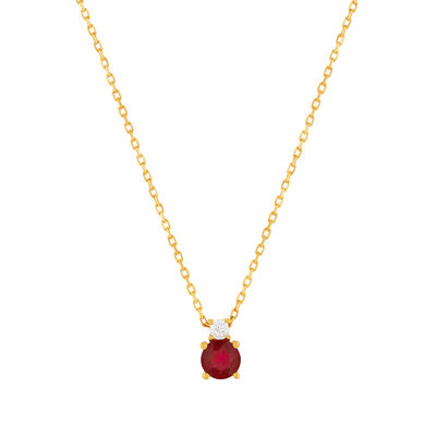 Collier or 375 jaune rubis zirconia, 45 cm - vue 1