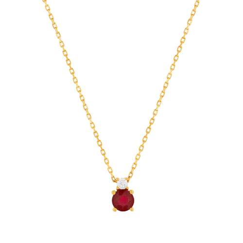 Collier or 375 jaune rubis zirconia, 45 cm