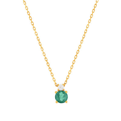 Collier or 375 jaune émeraude zirconia, 45 cm - vue 1
