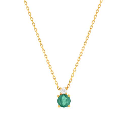 Collier or 375 jaune émeraude zirconia, 45 cm