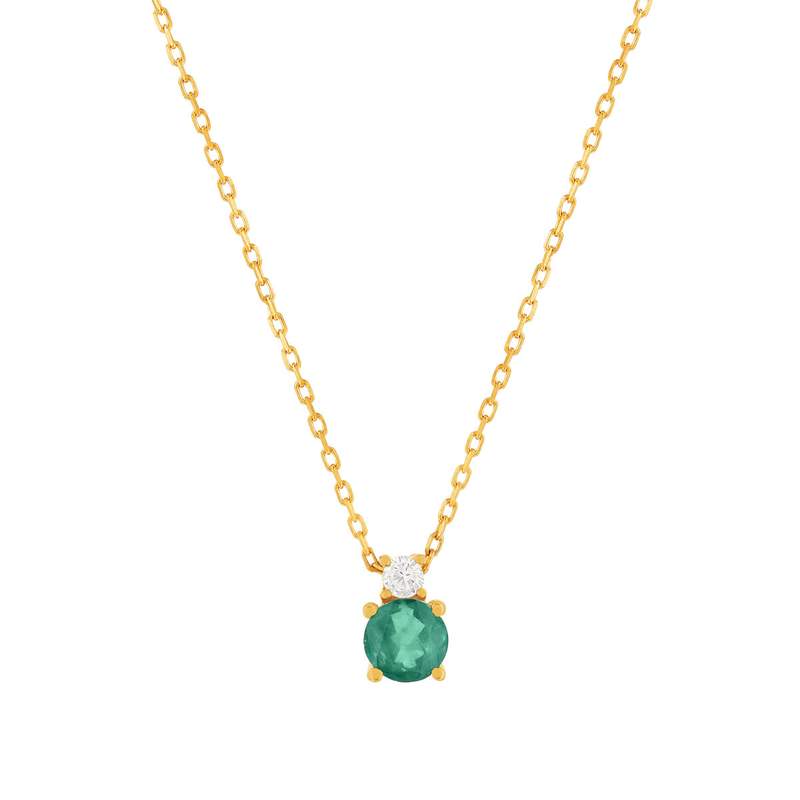 Collier or 375 jaune émeraude zirconia, 45 cm - vue 1