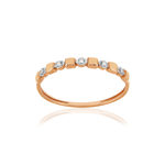 Bague or 375 rose diamants - vue 1