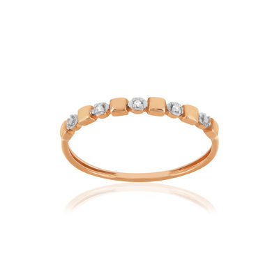 Bague or 375 rose diamants - vue 1