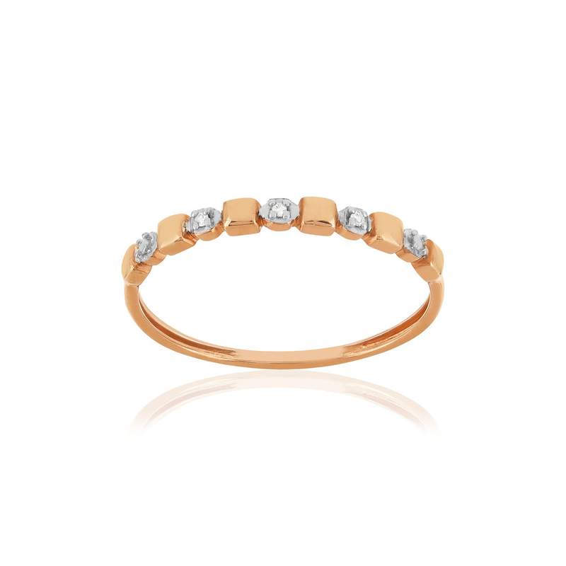 Bague or 375 rose diamants - vue 1