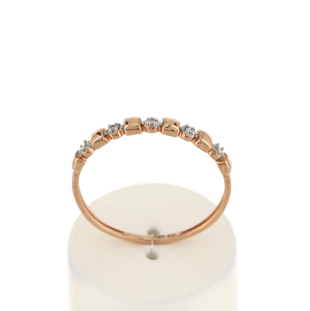 Bague or 375 rose diamants - vue 1
