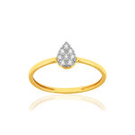 Bague or 375 2 tons diamants, motif goutte - vue 1