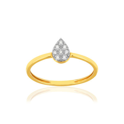 Bague or 375 2 tons diamants, motif goutte - vue 1