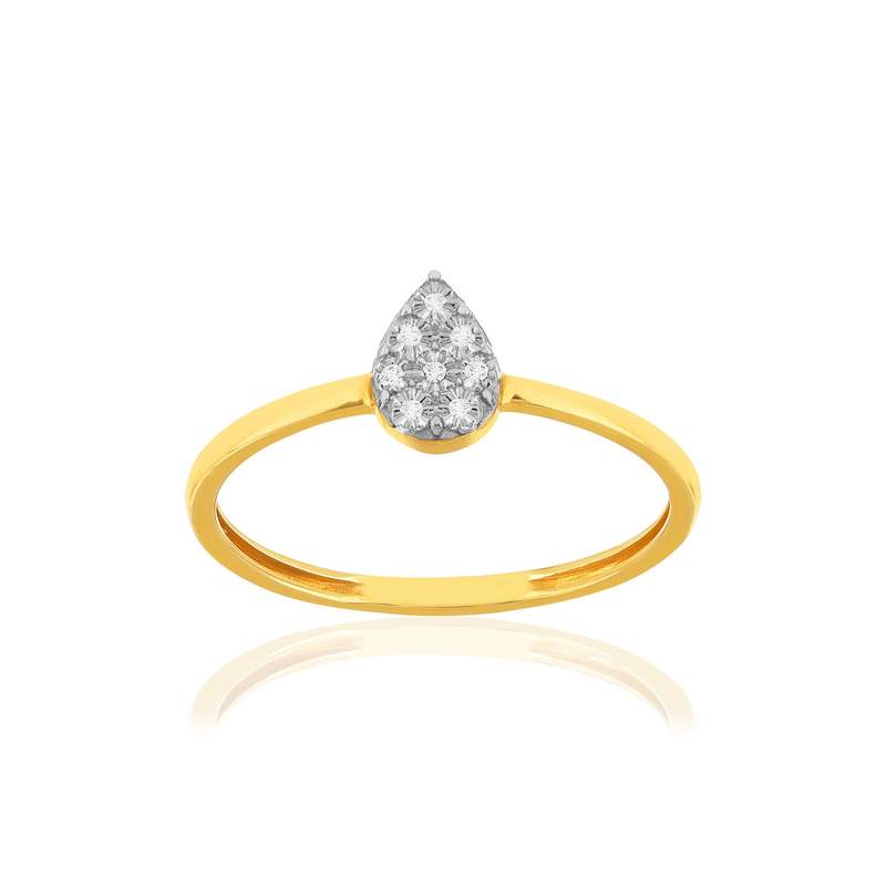 Bague or 375 2 tons diamants, motif goutte - vue 1