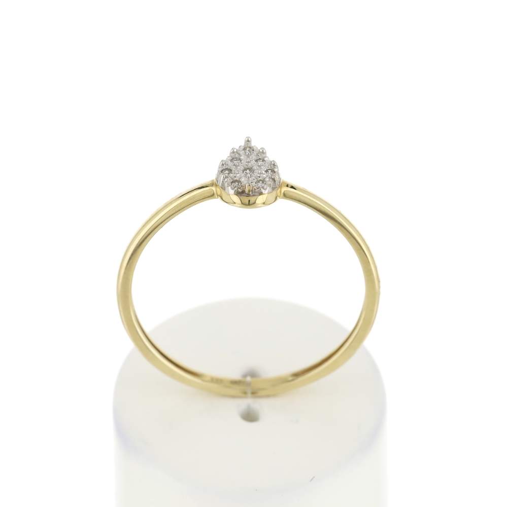Bague or 375 2 tons diamants, motif goutte - vue 1