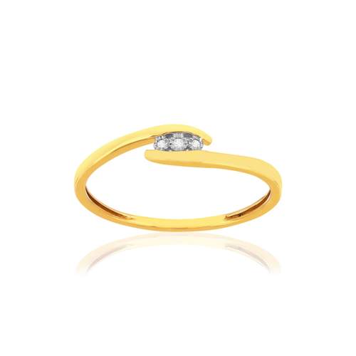 Gouden ring 375 2 toon diamanten