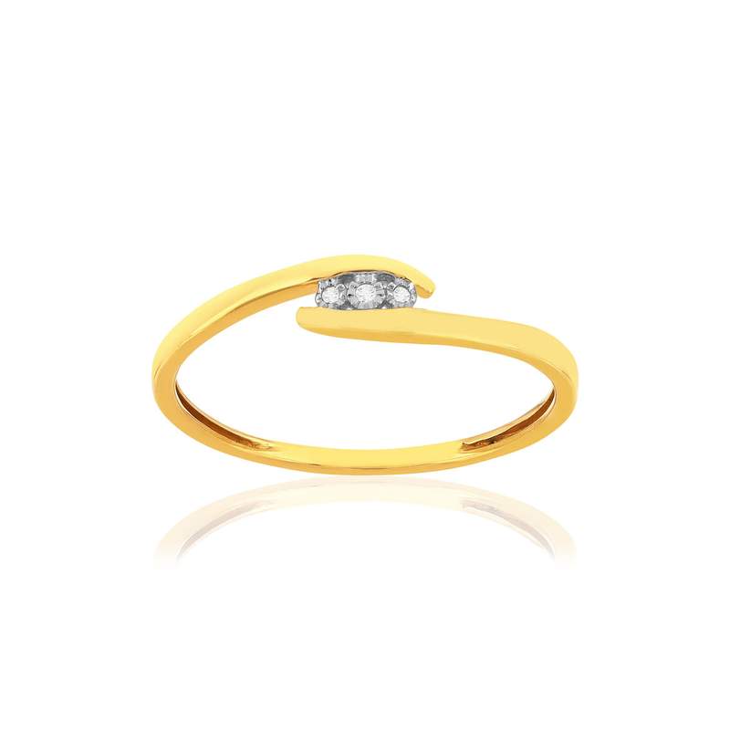 2-Tone 375 Gold Ring with Diamonds - View 1